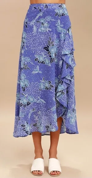 Lulus ✨HP✨Views Periwinkle Blue Floral Print Maxi Skirt✨ thumbnail 1