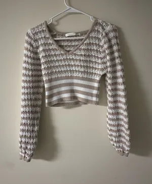 Altar’d State Striped Cropped Knit Sweater Size Small Cottagecore Boho thumbnail 1
