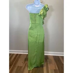 Bella Barnett One‑Shoulder Long Dress Size L Green Shimmer New With Tag thumbnail 2