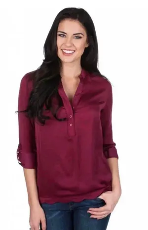 Lauren James Cranberry Ashton Satin Popover thumbnail 1