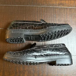 Stuart Weitzman Loafers Womens 6 Black‎ Croc Embossed Vintage Leather Slip On thumbnail 11