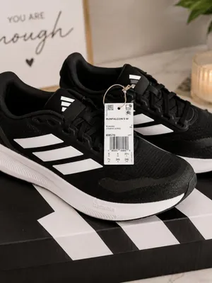 Adidas Runfalcon 5 Women’s 9.5 Black White Cloudfoam Running Sneakers NWT thumbnail 4