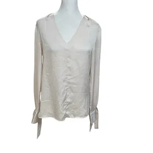 Banana Republic Beige Long Tie Sleeve V-Neck Blouse Size XS thumbnail 4