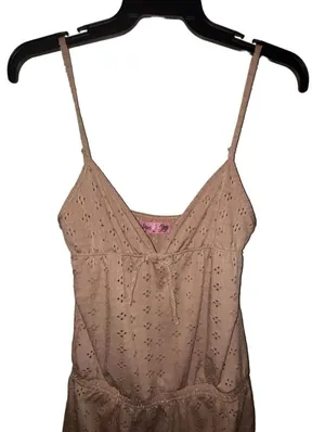 Love to Sleep Romper Coffee Eyelet Tie Front Adj Straps M thumbnail 8