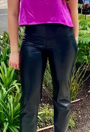Abercrombie & Fitch high rise straight vegan leather pants thumbnail 1