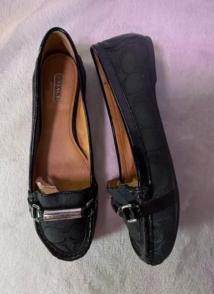 Coach Black Signature Canvas Slip-On Loafers with Metal Trim thumbnail 1