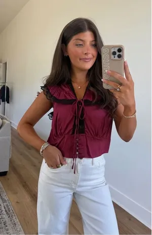 Shop the Muse Cabernet Lace Top Red thumbnail 1