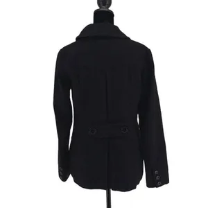 Banana Republic Womens Double Breasted Notch Collar Wool Blend Peacoat Black XS thumbnail 3