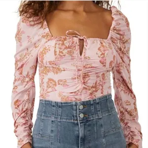 NWT * FREE PEOPLE Hillary Print Top in Pink Combo thumbnail 12