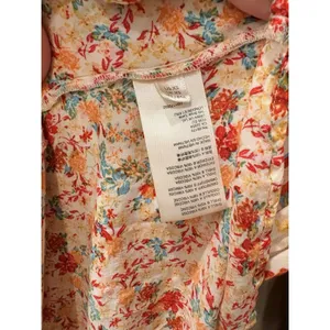 Free People Floral Button Up Collar Maxi Dress Smocked Waist Balloon Sleeves XS thumbnail 5