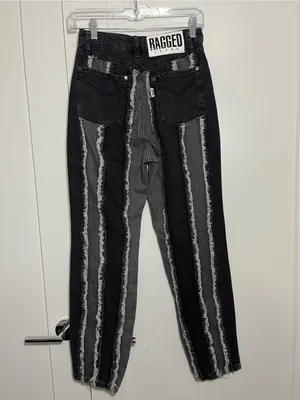 Ragged Size 26 Black Grey Distressed Patchwork Jeans Gray thumbnail 6