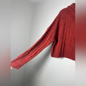 Free People Shades of Dawn Pullover Sweater Cowl Neck Slouchy Cable Knit Large thumbnail 9