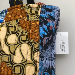 Quilted multicolor tote bag new! Blue thumbnail 6