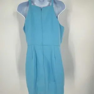 Amanda Uprichard‎ Women's Square Neck Tulip Hem Mini Dress Light Blue Size Large thumbnail 6