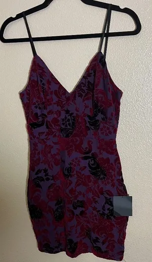 Lulu's Floral Mini Dress medium grunge whimsical witchy‎ new thumbnail 1