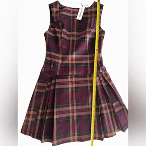 Commense Plaid Mini Dress in Burgundy multicolor thumbnail 8