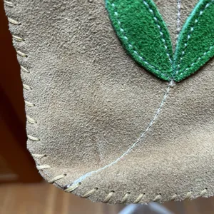 VTG Mexico Handmade Artisan Leather Suede Crossbody Purse Bag Retro Boho Tan thumbnail 6