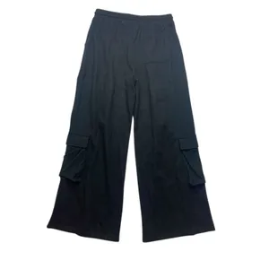 Halara size tall large new Black Wide Leg Cargo Pants velour Ribbed casual relax thumbnail 12