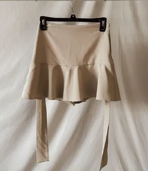 ZARA Tan Belted Tie Mini Skirt thumbnail 1