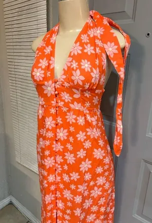 Billabong Hung Up Linen Floral Maxi Dress size Small thumbnail 4