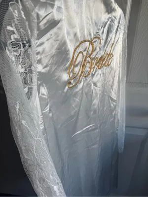 Women's Satin & Lace Robe - White thumbnail 6