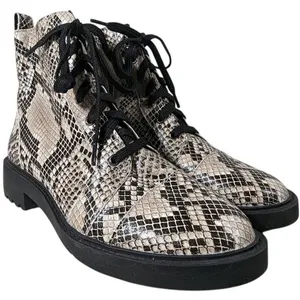 Linea Paolo Moto Boot 5.5 Snakeskin Print Lace Up‎ Ankle Boots Combat Booties thumbnail 8