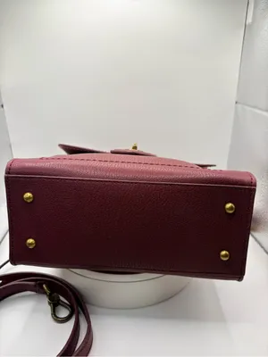 Lauren Ralph Lauren Burgundy Top-Handle Satchel with Gold Hardware thumbnail 12