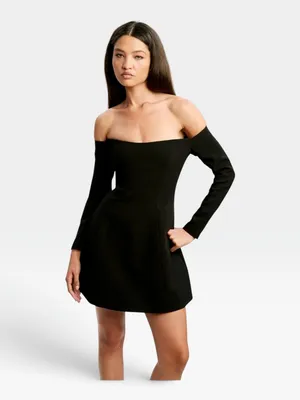 Bardot Nadene Hourglass Black Off Shoulder Mini Cocktail Dress Size 4 NWT thumbnail 2