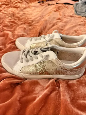 Vintage Havana Kate Gold Snakeskin with Glitter Neutral Lace Up Cssual Sneaker thumbnail 4