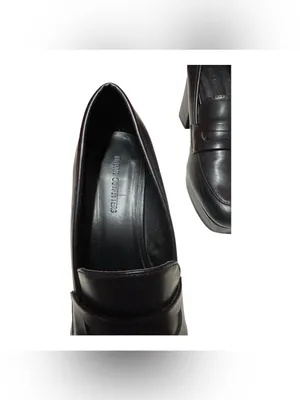 Urban Outfitters black loafers high block 3.5” heel thick platform sole thumbnail 6