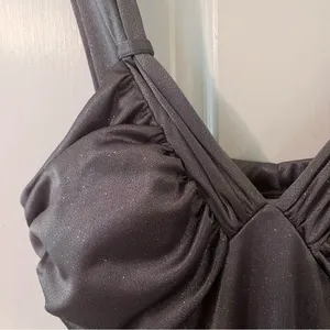 Y2K Vintage Charlotte Russe Grey Sparkle Asymmetrical Evening Dress thumbnail 4