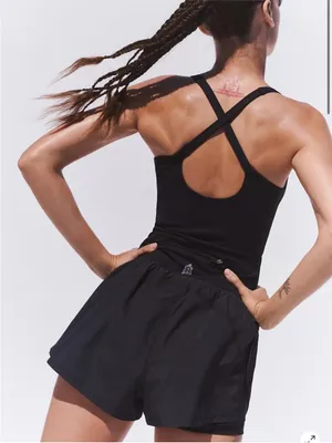 Free People FP Movement Women’s Righteous Runsie Black Racerback Shorts Romper M thumbnail 6
