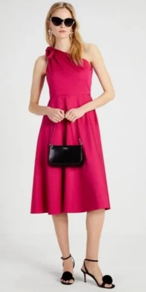Kate Spade Poplin One-shoulder Sabrina Dress Color Rosa Plum Size 6 NEW thumbnail 1