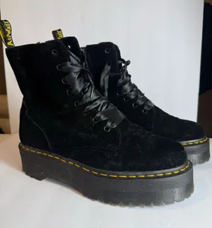 Dr. Martens Jadon‎ Black Velvet Platform Boots Satin Ribbon Laces Women’s US10 thumbnail 1