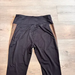 MTA Sport Athletic Leggings High Waist Activewear Side Stripe Black Large‎ L thumbnail 4