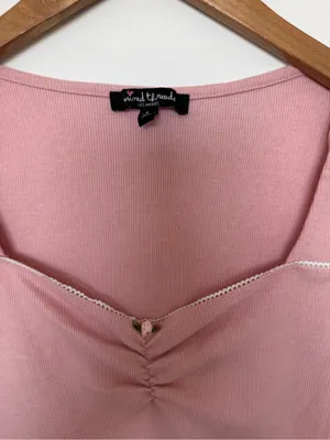 Rue21 Pink Ribbed Sweetheart Scoop Tee with Charm thumbnail 2
