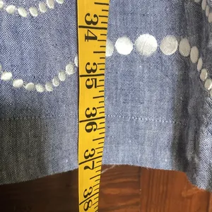 BODEN 100% Linen Chambray Blue White Embroidered Sleeveless Dress Size 14 thumbnail 7