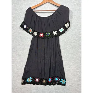 Beach By Exist Dress‎ CoverUp Sz S Off-Shoulder Crochet Granny Square thumbnail 5