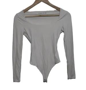 Womens Abercrombie & Fitch White Nylon Square Neck Long Sleeve Bodysuit Size XS thumbnail 1