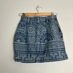 Free People School Daze Tribal Denim Mini Button Fly Skirt thumbnail 6