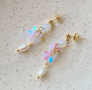 Handmade fairy cute unique style dangle earrings🩵 thumbnail 6