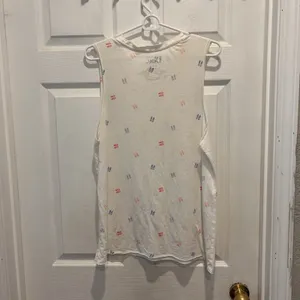Doe Womens Large White Flip Flop Print Muscle Tank Top Sleeveless Summer‎ Tee thumbnail 5