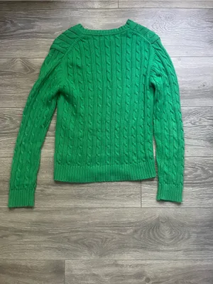 Vintage Lilly Pulitzer Kelly Green Cable Knit 100% Cotton Long Sleeve Sweater M thumbnail 2