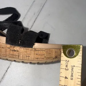 Crocs A-Leigh Black Cork Wedge Sandals Strappy Suede Like Style Women's Size 8 thumbnail 13