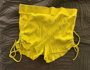 H&M Divided Neon Yellow Side Tie Shorts thumbnail 1