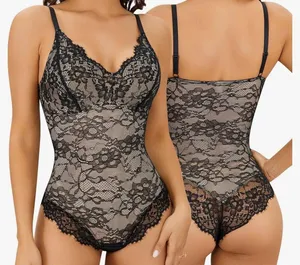 Gotoly Women's Bodysuit Lace Shapewear Deep V-Neck Jumpsuits Tummy Control Waist Trainer Sleeveless Camisole Body Shaper thumbnail 3