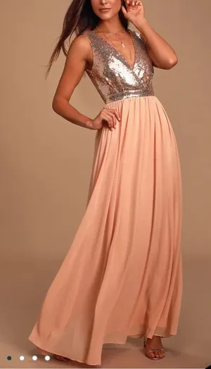 Lulu’s Elegant Encounter Rose Gold Sequin Maxi Dress thumbnail 1
