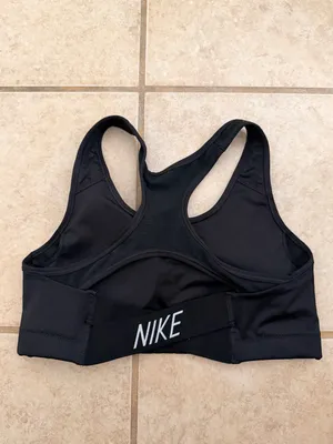 Nike DRI-FIT Black Swoosh Racerback Sports Bra thumbnail 3