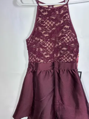 Emerald Sundae NWT Burgundy Lace High-Low Fit & Flare Dress Juniors Size 5 thumbnail 2