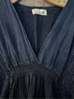 Seaspice Women’s Crochet-Trim V-Neck Swim Coverup Navy Size M thumbnail 3
